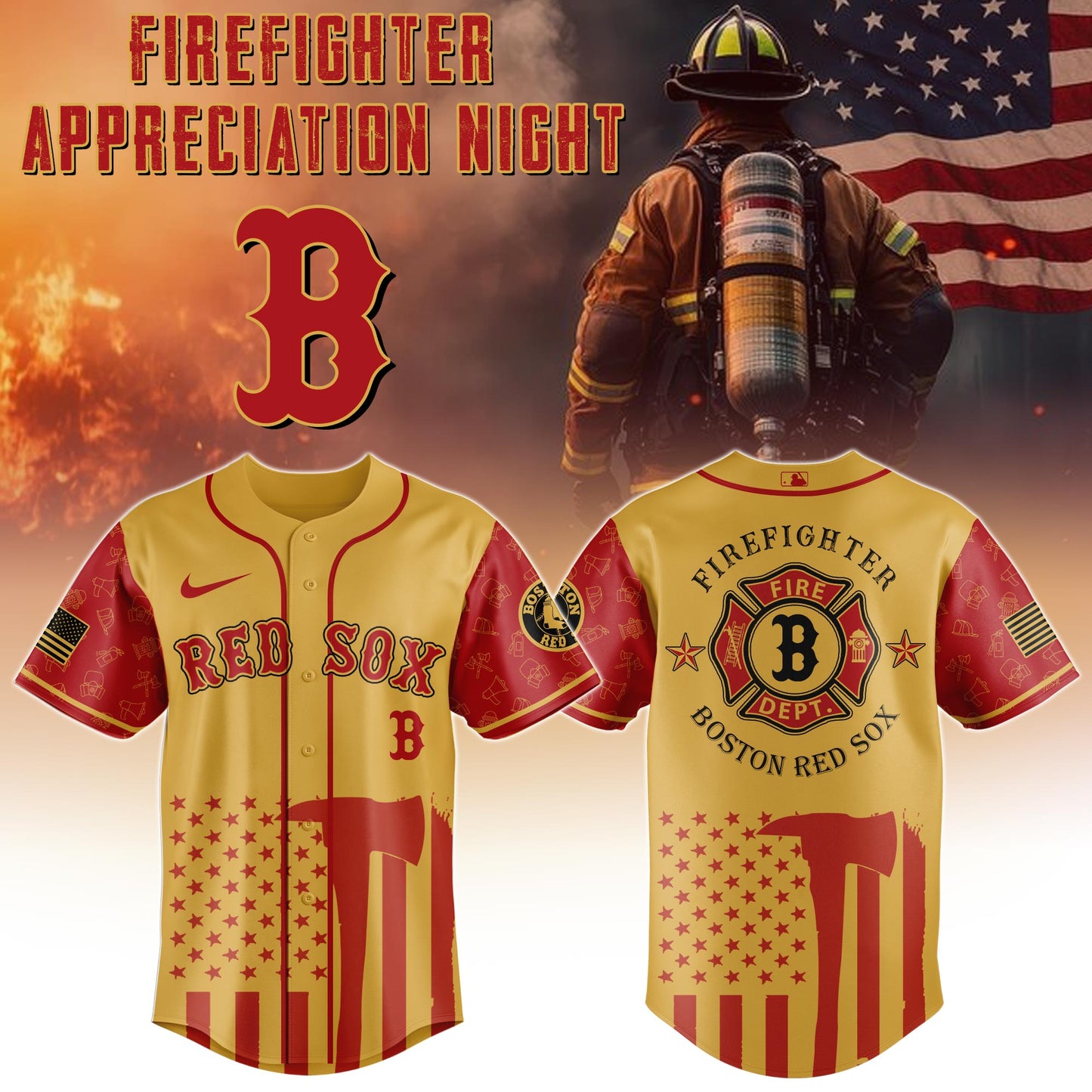 . Boston Red Sox MLB x Firefighter Appreciation Night Special Edition Jersey 2025