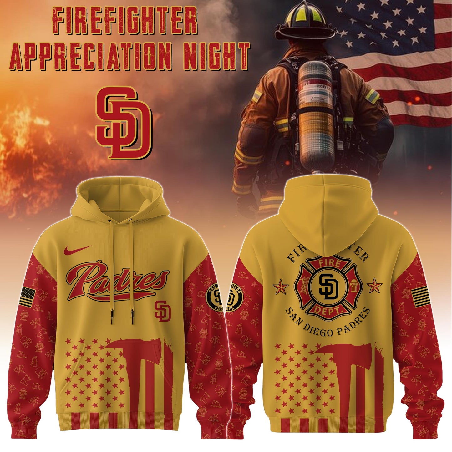 . San Diego Padres MLB x Firefighter Appreciation Night Special Edition Hoodie 2025