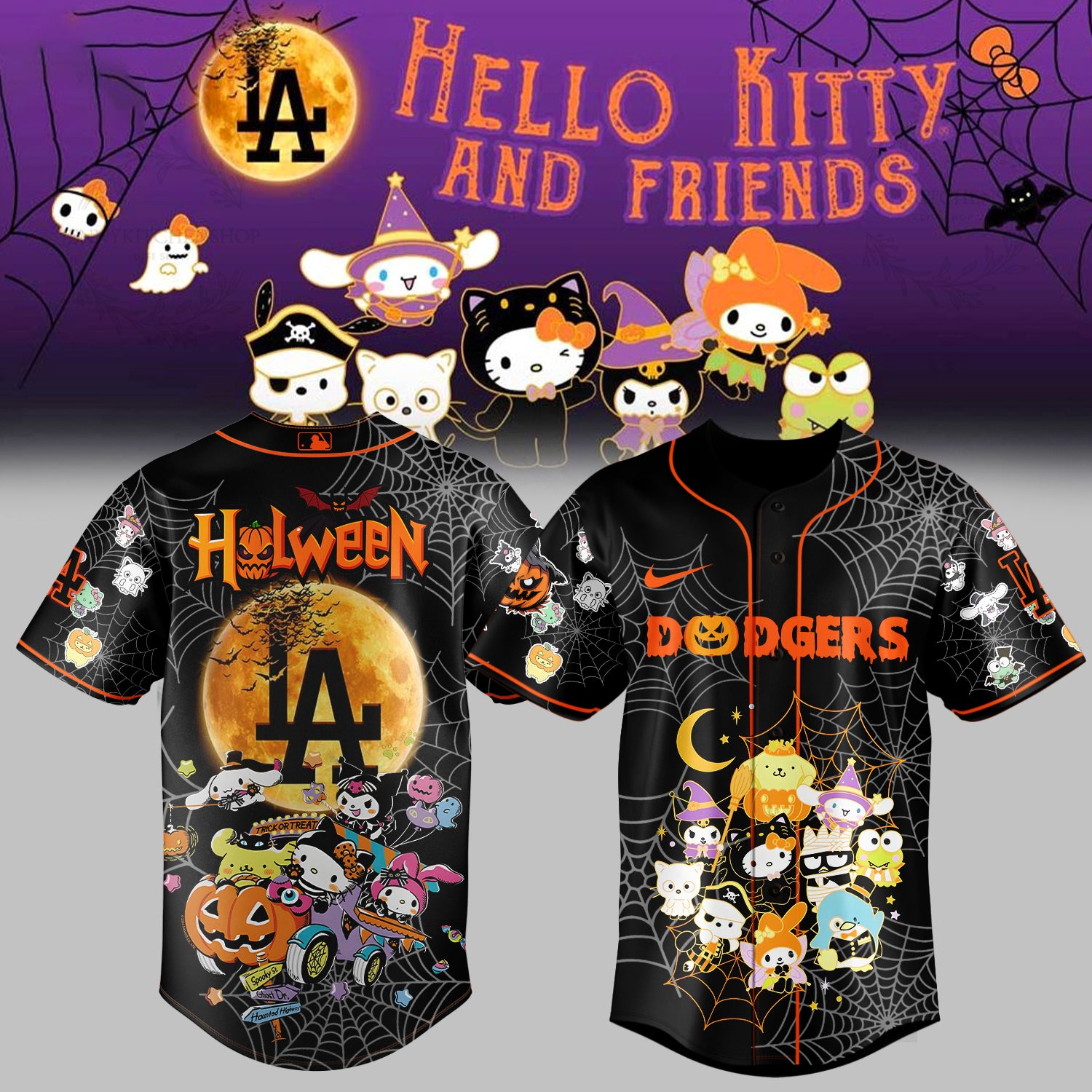 ____,,,LA Dodgers _ Hello Kitty and Friend Halloween Jersey