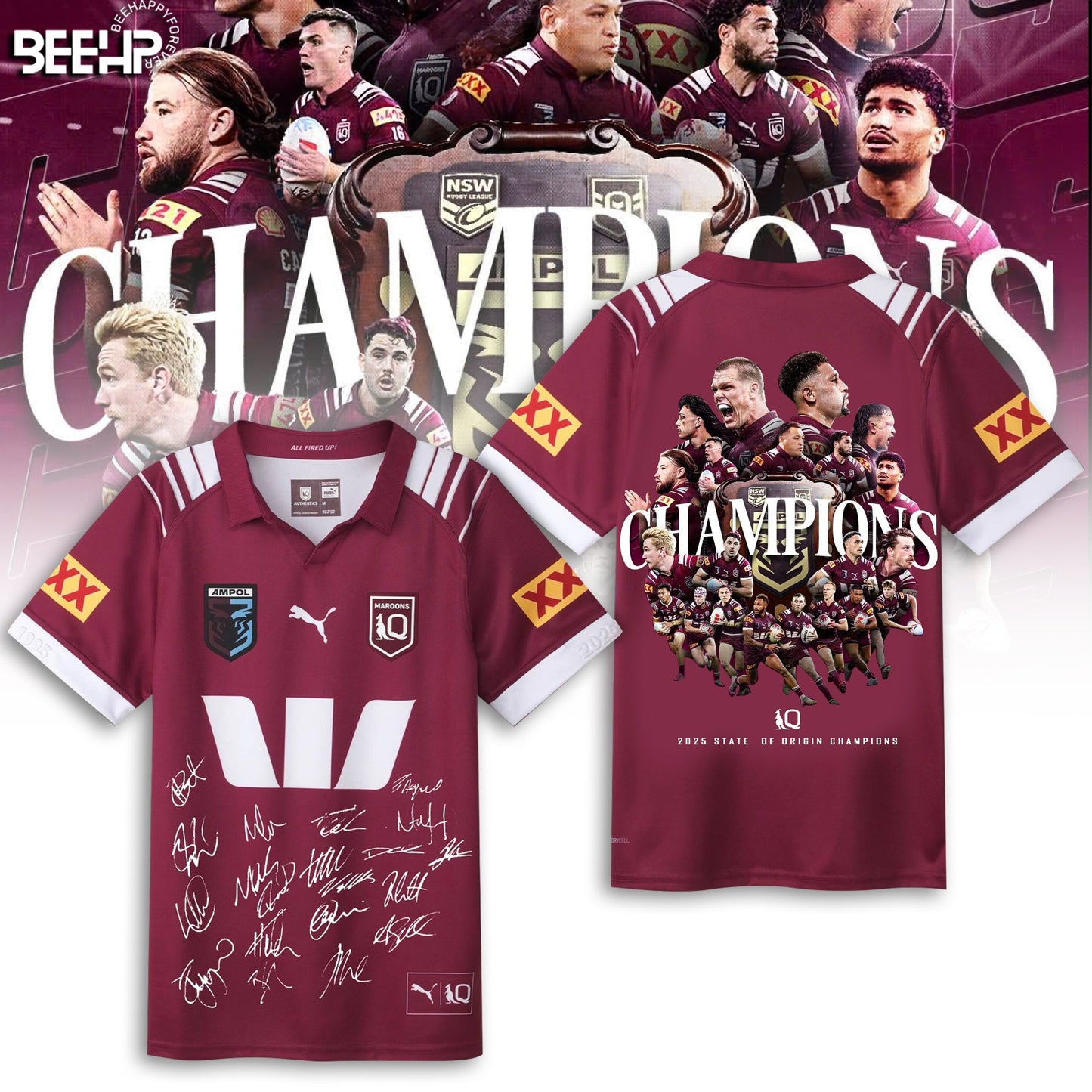 Queensland Maroons Of Origin 2025 Champions Rugby Jersey