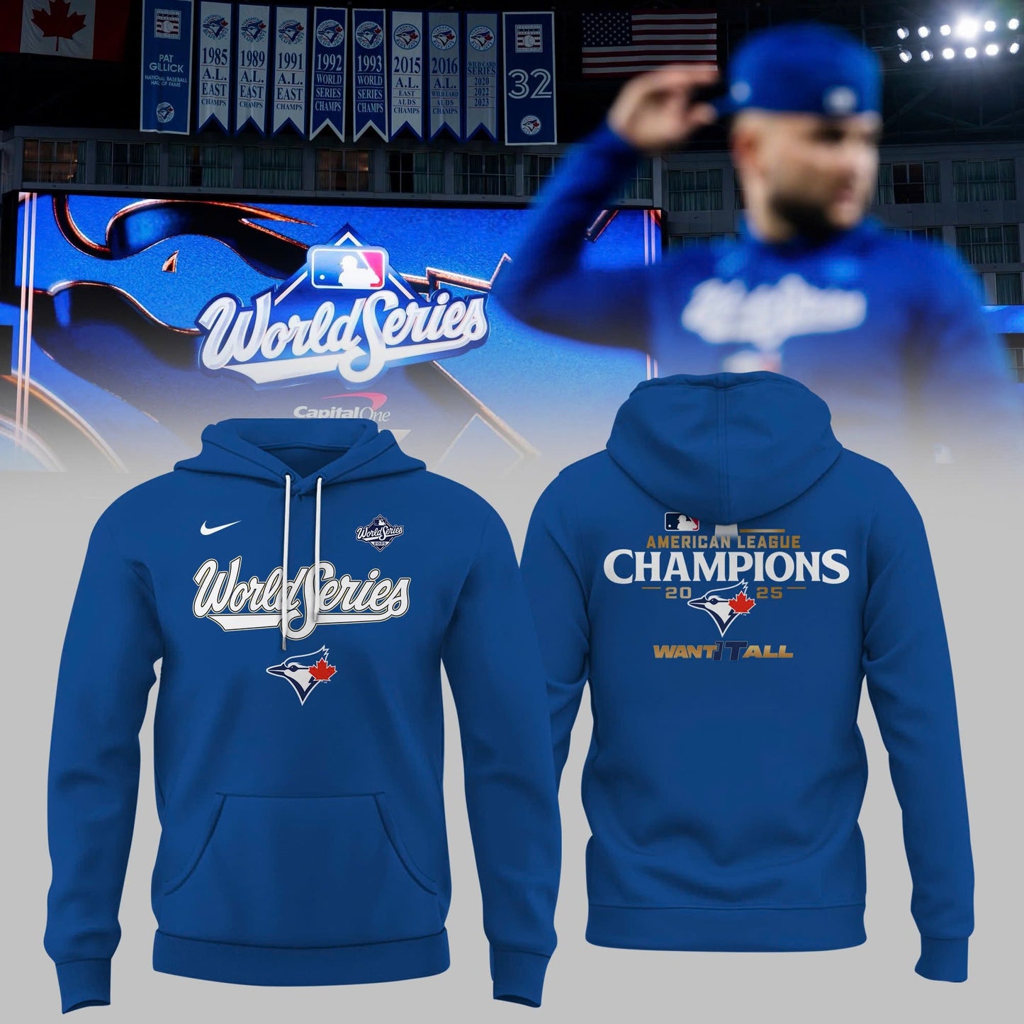 Toronto Blue Jays Royal 2025 World Series Collection Therma Fleece Hoodie v1