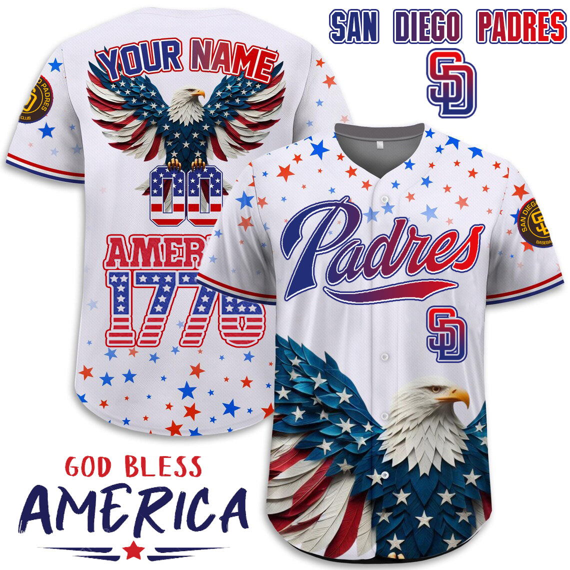 San Diego Padres x Happy Independence Day Jersey Limited 2025-3D Baseball Jersey