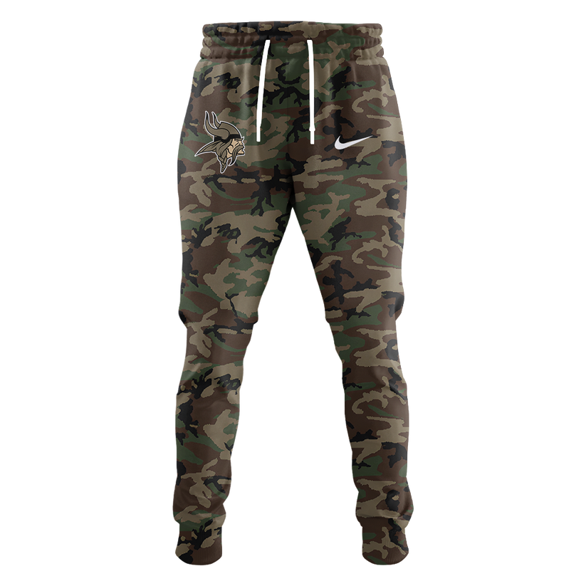 Premium Minnesota Vikings Merch - Minnesota Vikings Camo 2025 Salute to Service Club Fleece Pullover Hoodie - Gear Up For Game Day