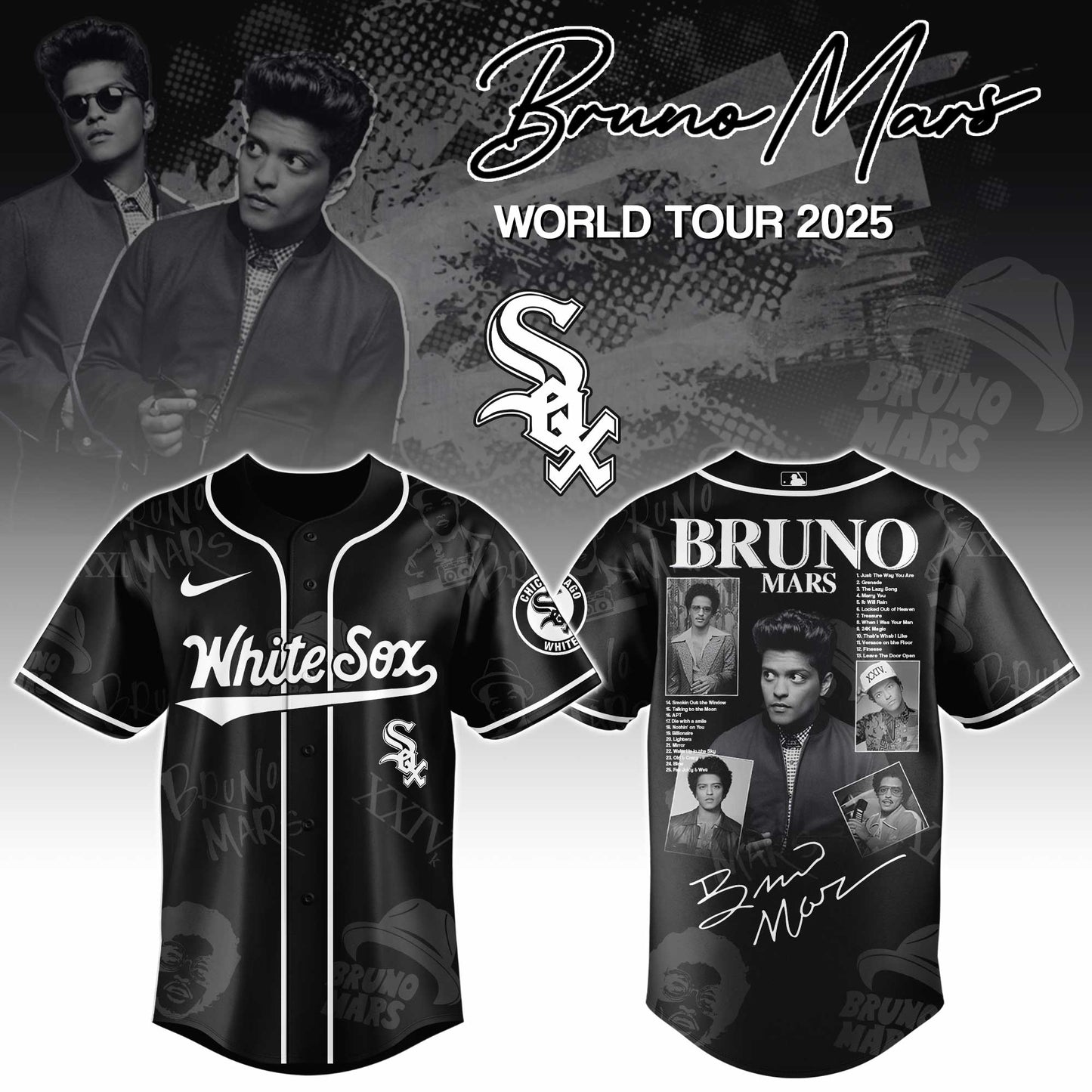 C W Sox x Bruno Mars at Park MGM 2025 Jersey Editions Limited +Selling Out Fast