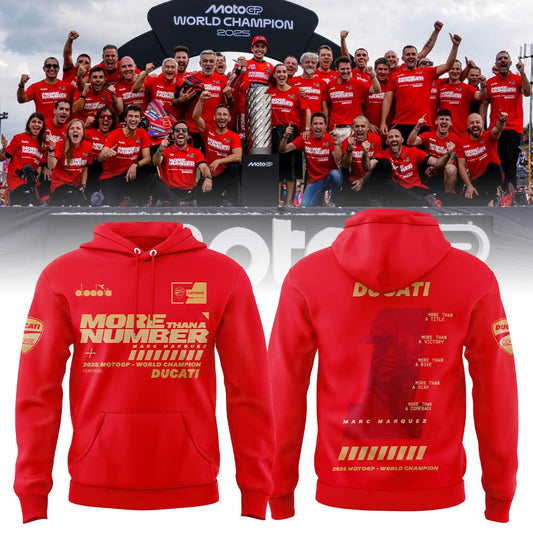 “MORE THAN A NUMBER” Marc Marquez World Champion 2025 Combo Gold Hoodie | Jogger | Cap