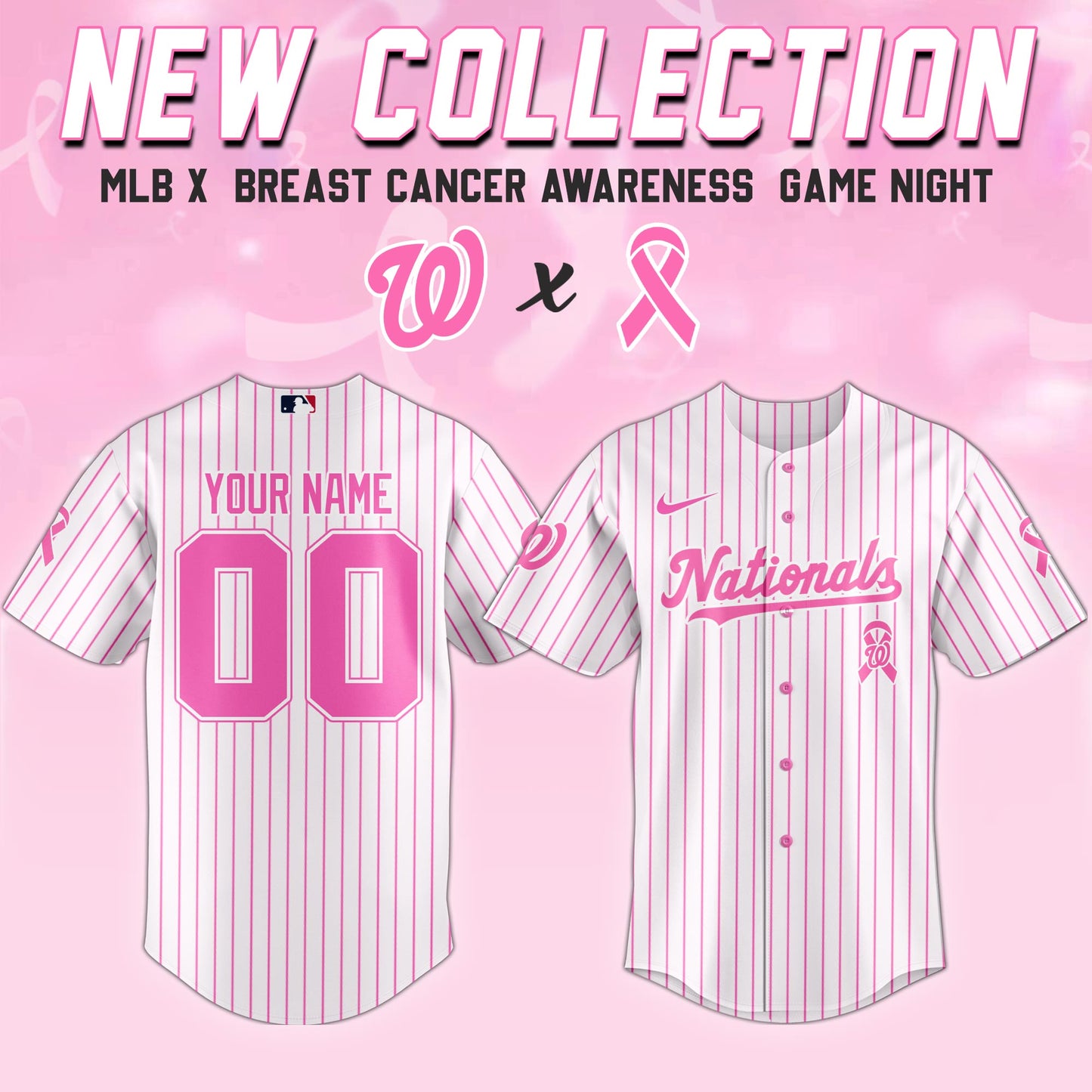Washington Nationals x  Breast Cancer Awareness Game Night Jersey Editons Limited