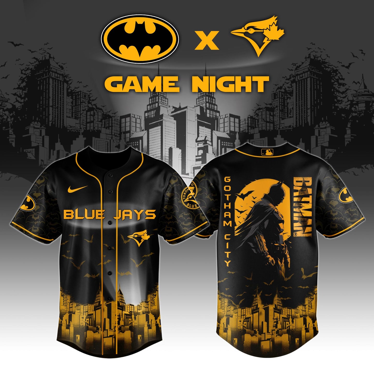 .Toronto Blue Jays x DC Batman Game Night Special Edition Jersey