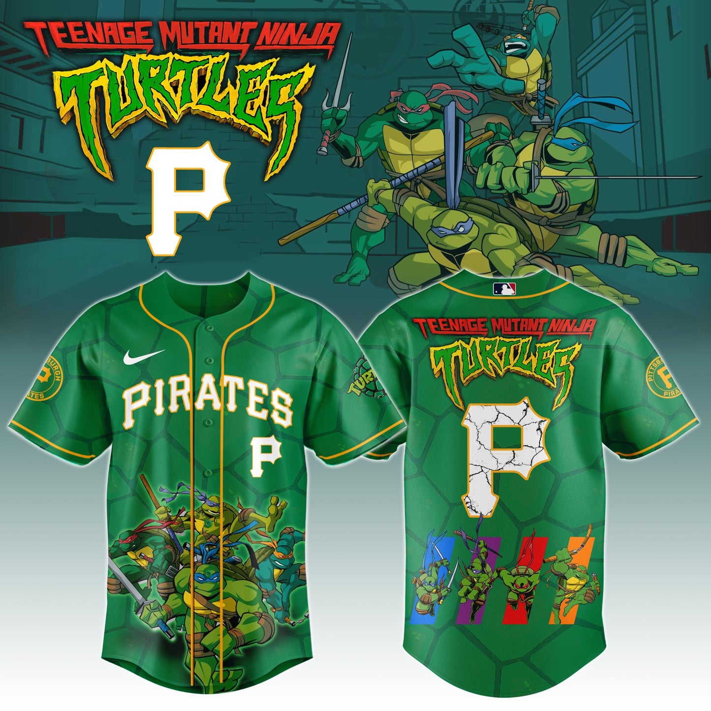 . Pittsburgh Pirates x Ninja Turtles Night Game Limited Edition Jersey 2025