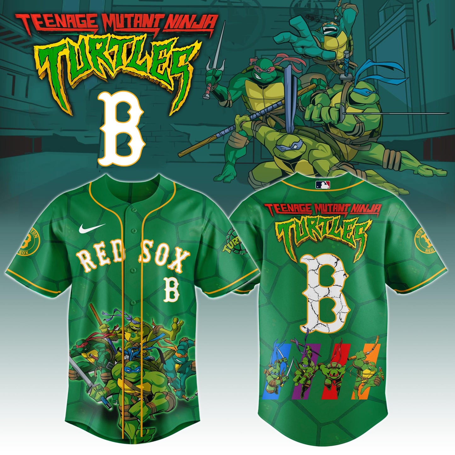 . Boston Red Sox x Ninja Turtles Night Game Limited Edition Jersey 2025