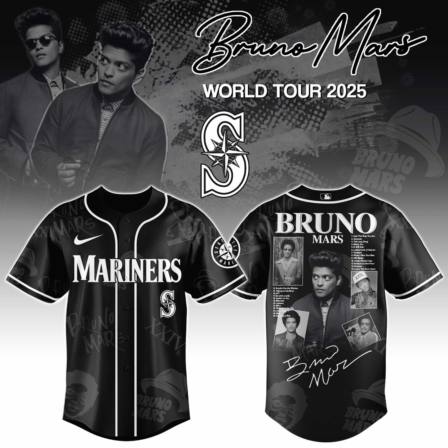 S Mariners x Bruno Mars at Park MGM 2025 Jersey Editions Limited +Selling Out Fast