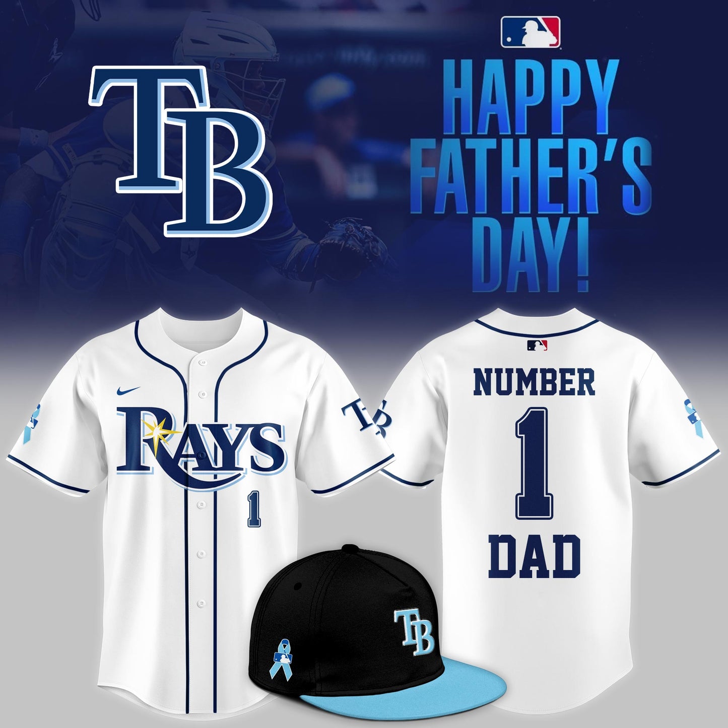 Tampa Bay Rays 2025 Fathers Day Number 1 Dad Limited Jersey