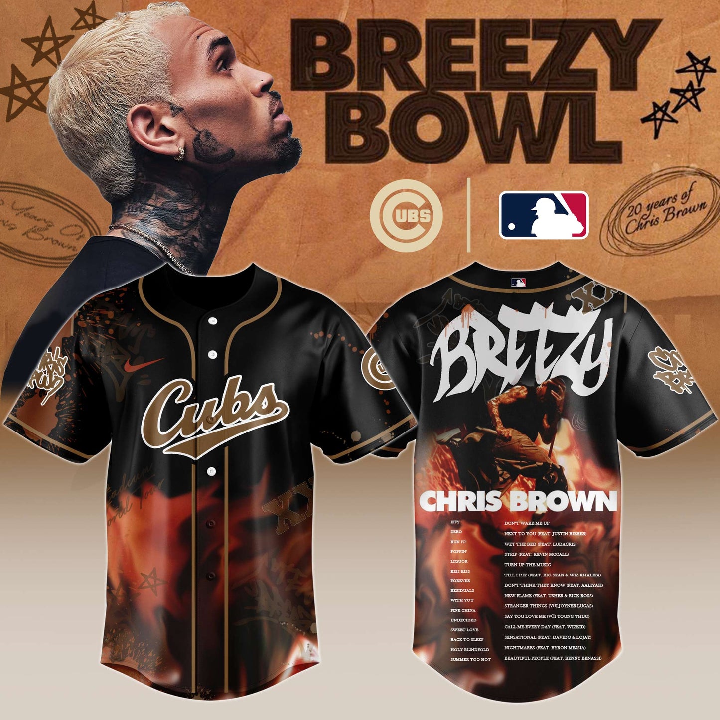 C Cubs x Chris Brown "Breezy Bowl XX Stadium World Tour" 2025 Jersey Editions Limited + Selling Out Fast