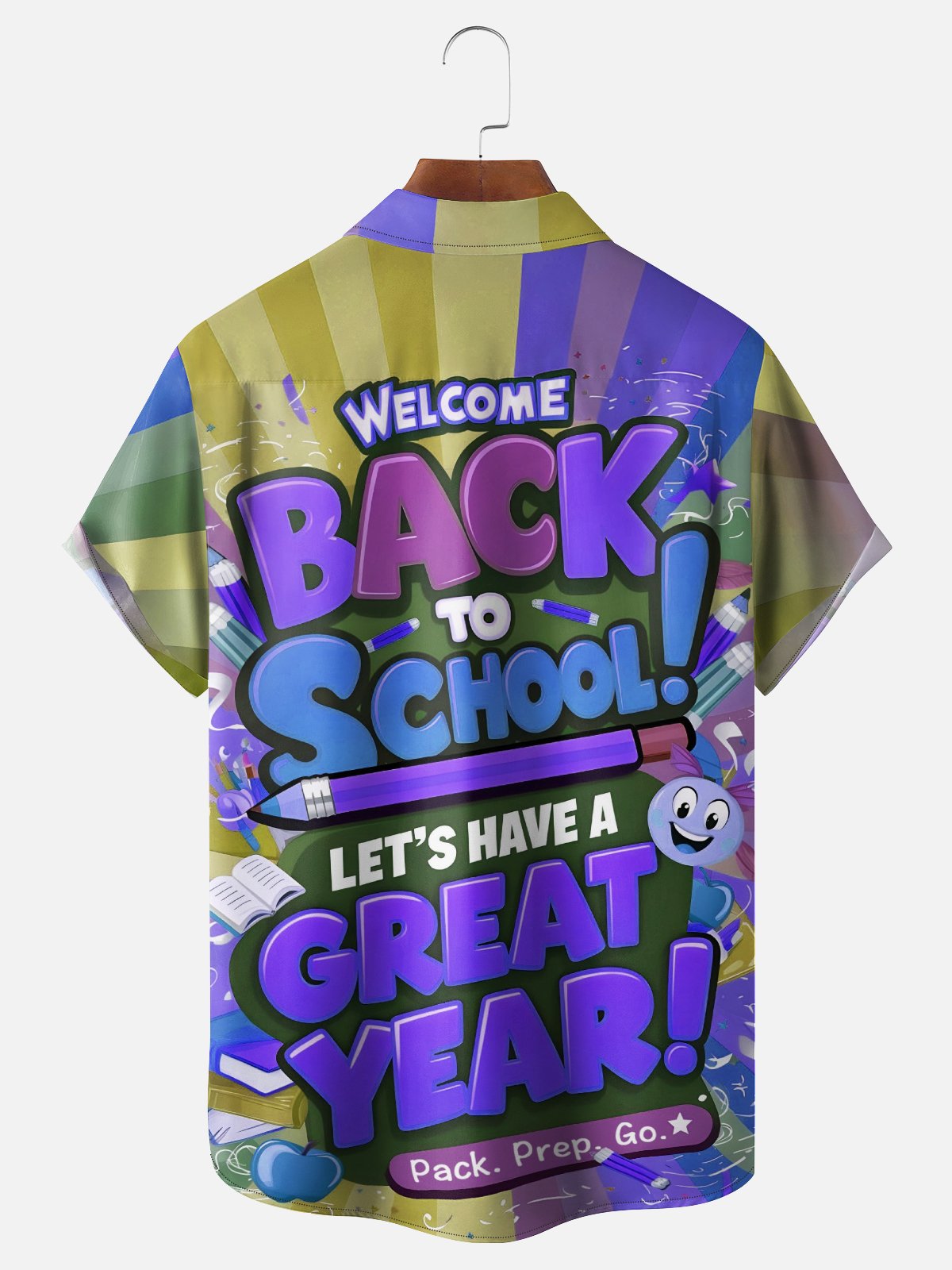 Tall Size Moisture-wicking Back to School Chest Pocket Casual Shirt-Purple