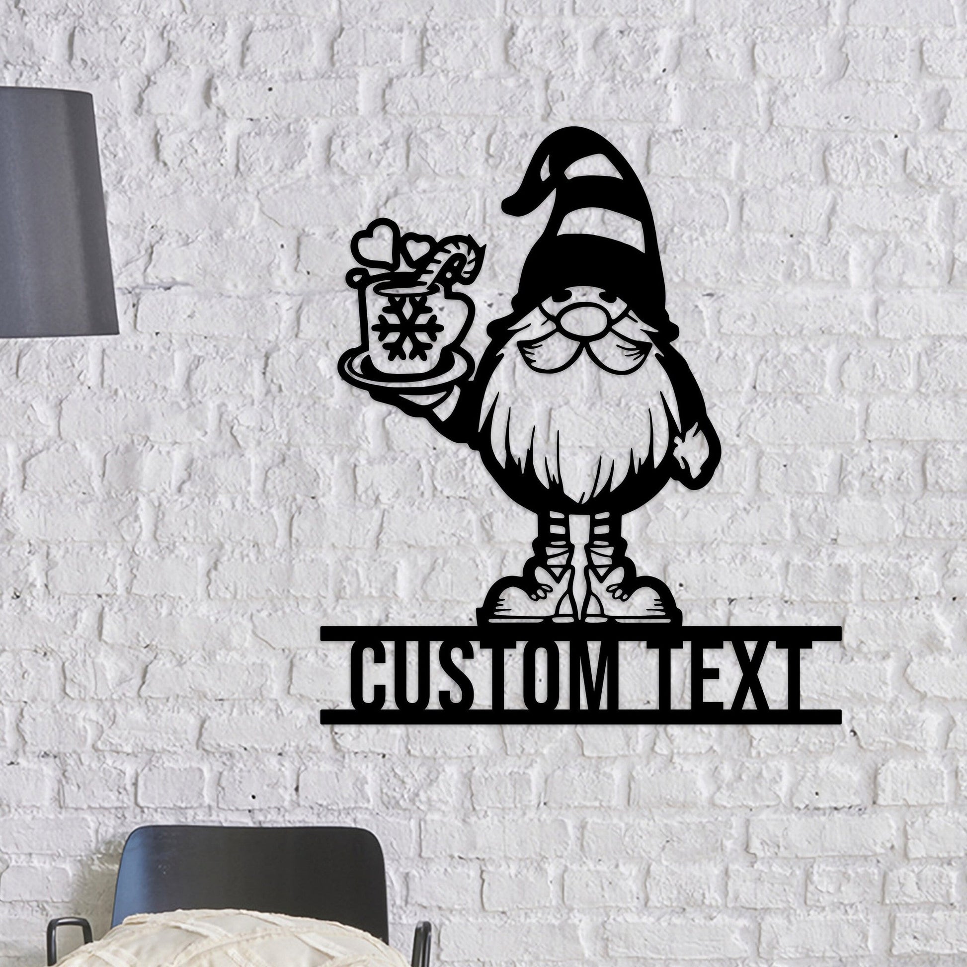 Personalized Gnome Christmas Metal Wall Art With Led Lights, Gnome With Coffee Sign, Merry Christmas Sign, Xmas Kitchen Decor, Xmas Gift