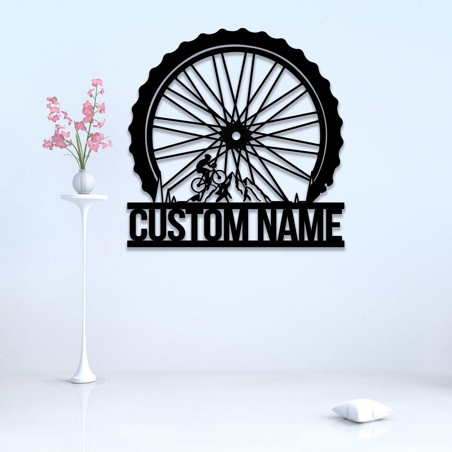 Custom Mountain Bike Metal Wall Art with Led Light, Cyclist Gift, Mountain Biker Gift, Bicycle Lover, Bike Shop Decor, Kids Room Bike Sign