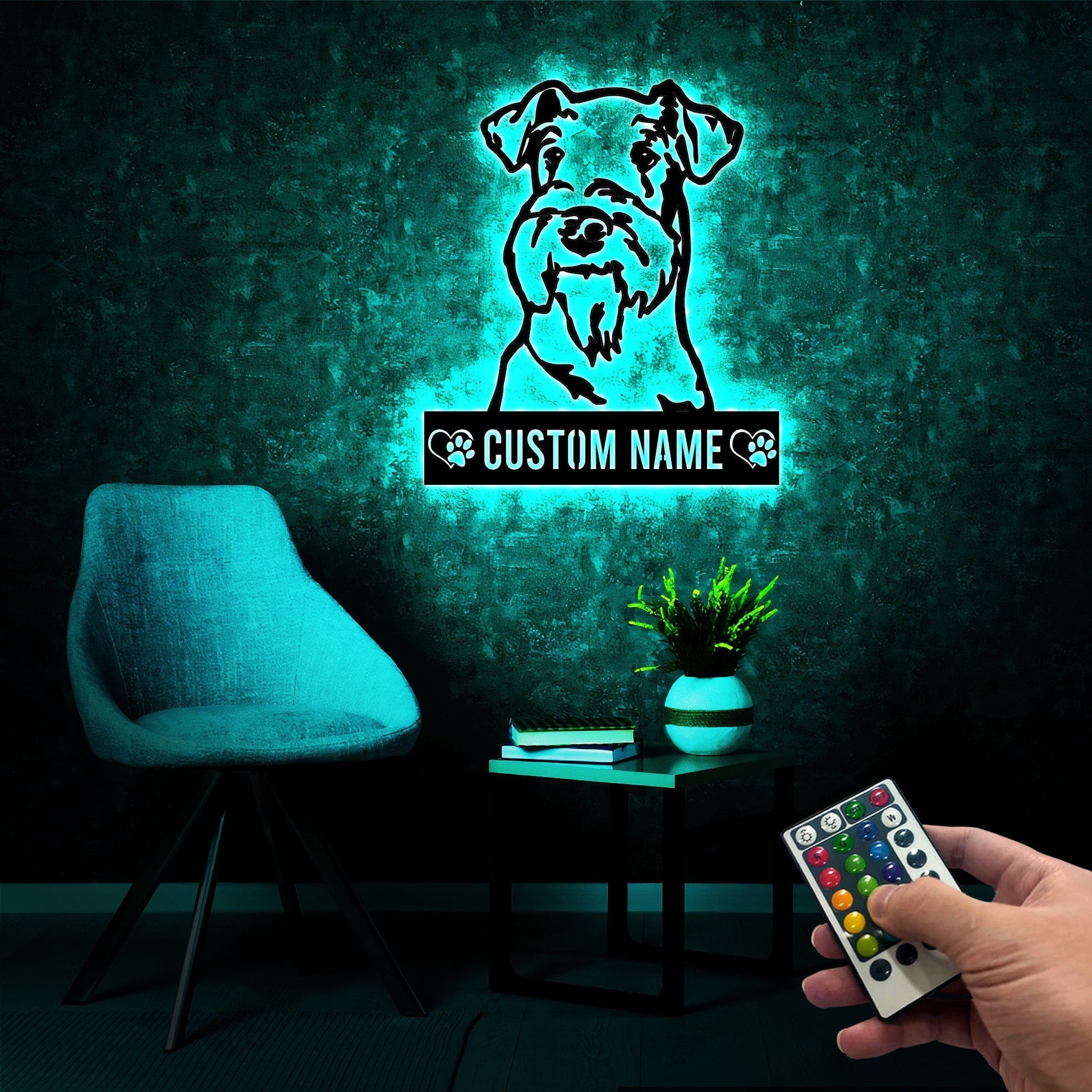 Airedale Terrier Dog Metal Wall Art with Led Light, Airedale Terrier Decor, Airedale Terrier Gift, Dog Owner Gift, Airedale Terrier Sign