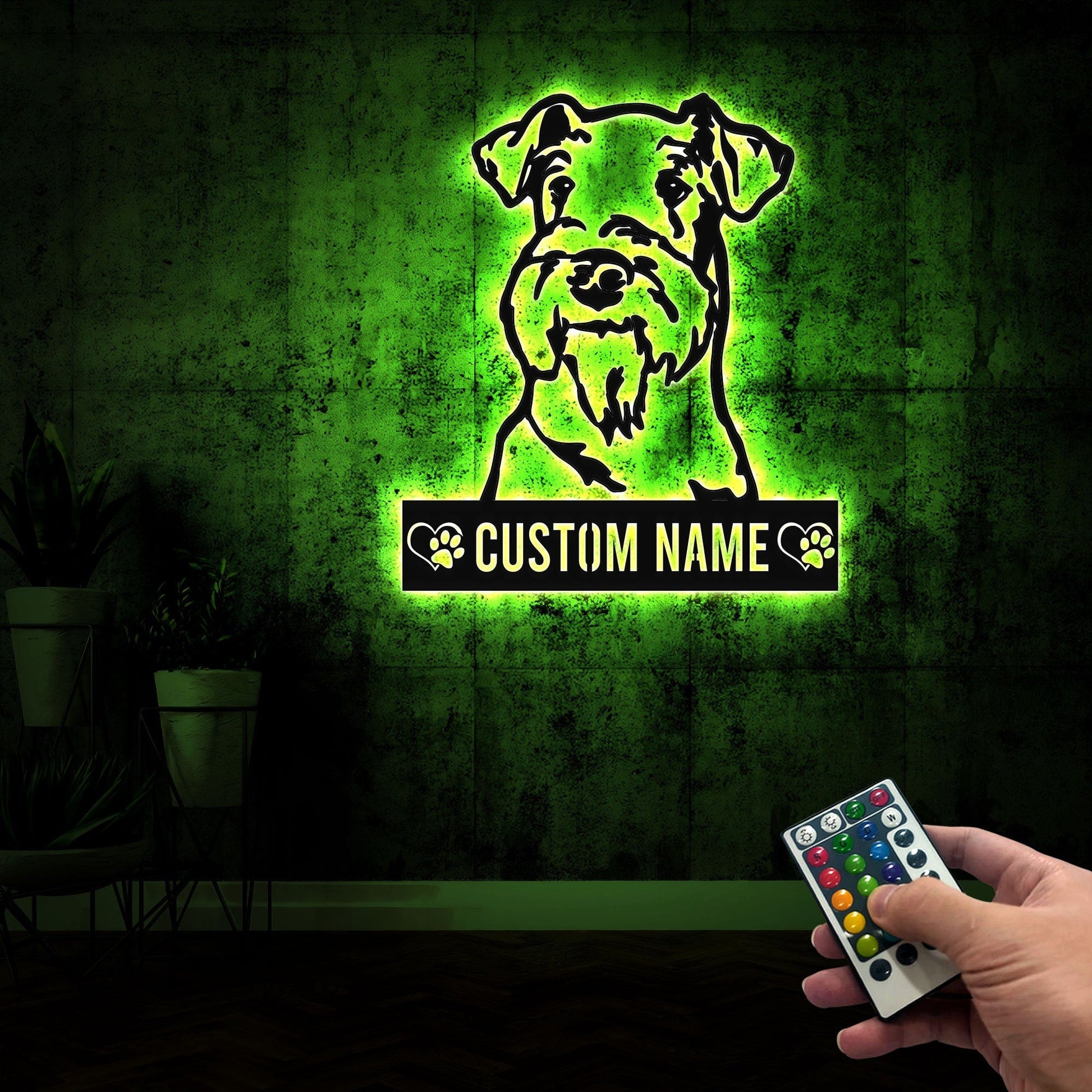 Airedale Terrier Dog Metal Wall Art with Led Light, Airedale Terrier Decor, Airedale Terrier Gift, Dog Owner Gift, Airedale Terrier Sign