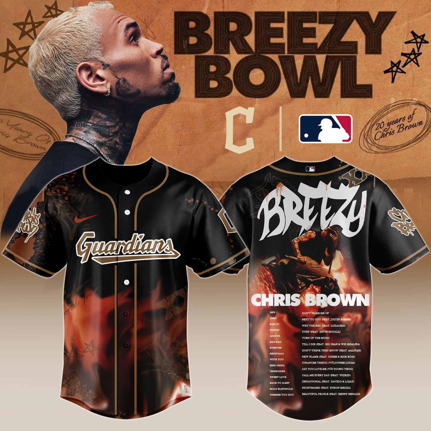 C Guardians x Chris Brown "Breezy Bowl XX Stadium World Tour" 2025 Jersey Editions Limited + Selling Out Fast