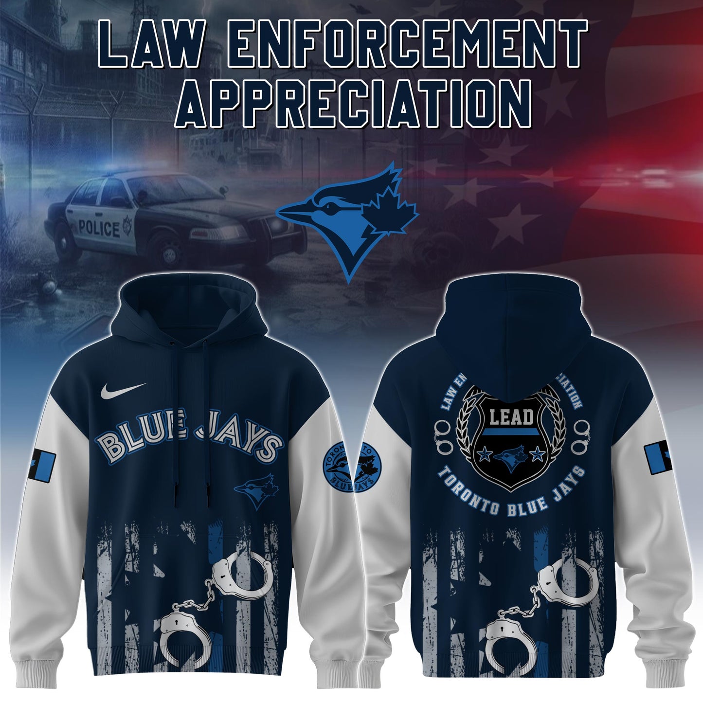 . Toronto Blue Jays MLB x Law Enforcement Appreciation Day Hoodie Limited