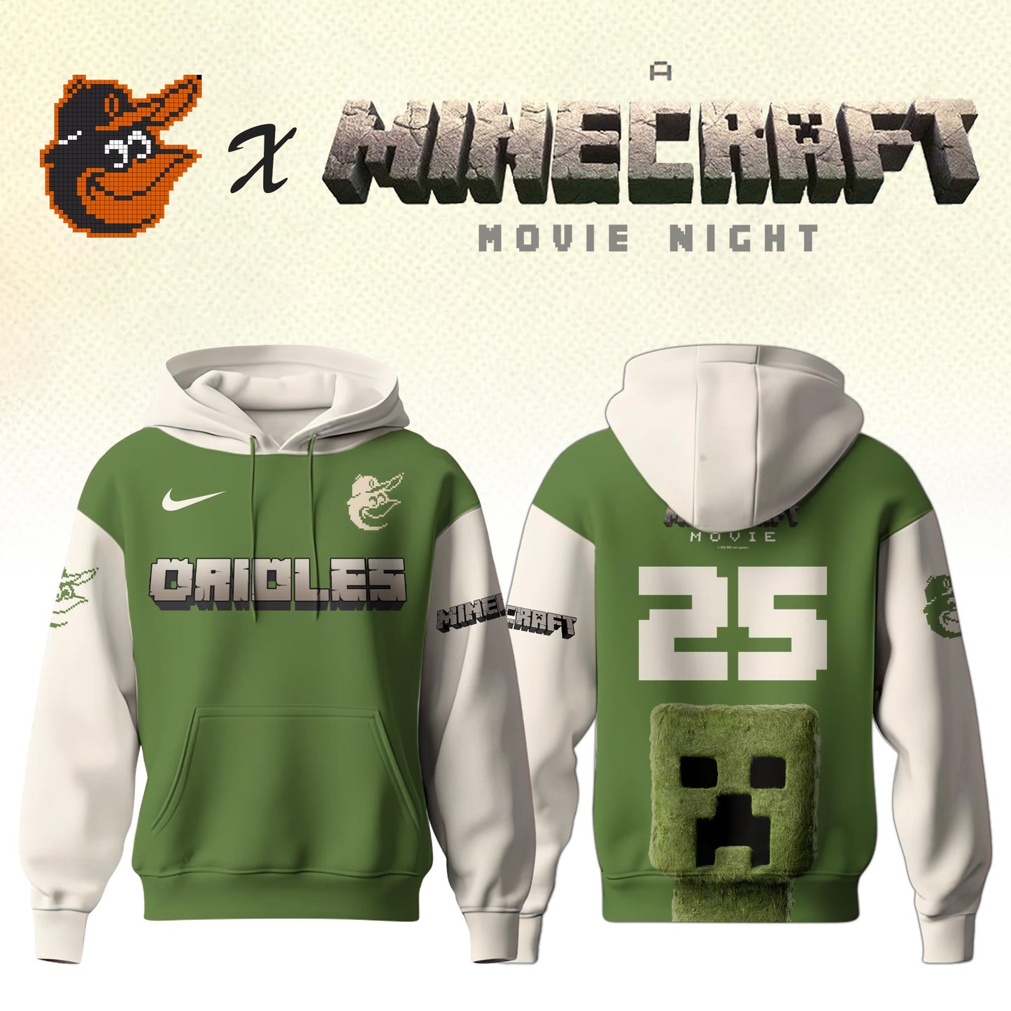 ,    Baltimore Orioles MLB x A MINECRAFT MOVIE Night Hoodie Editions Limited