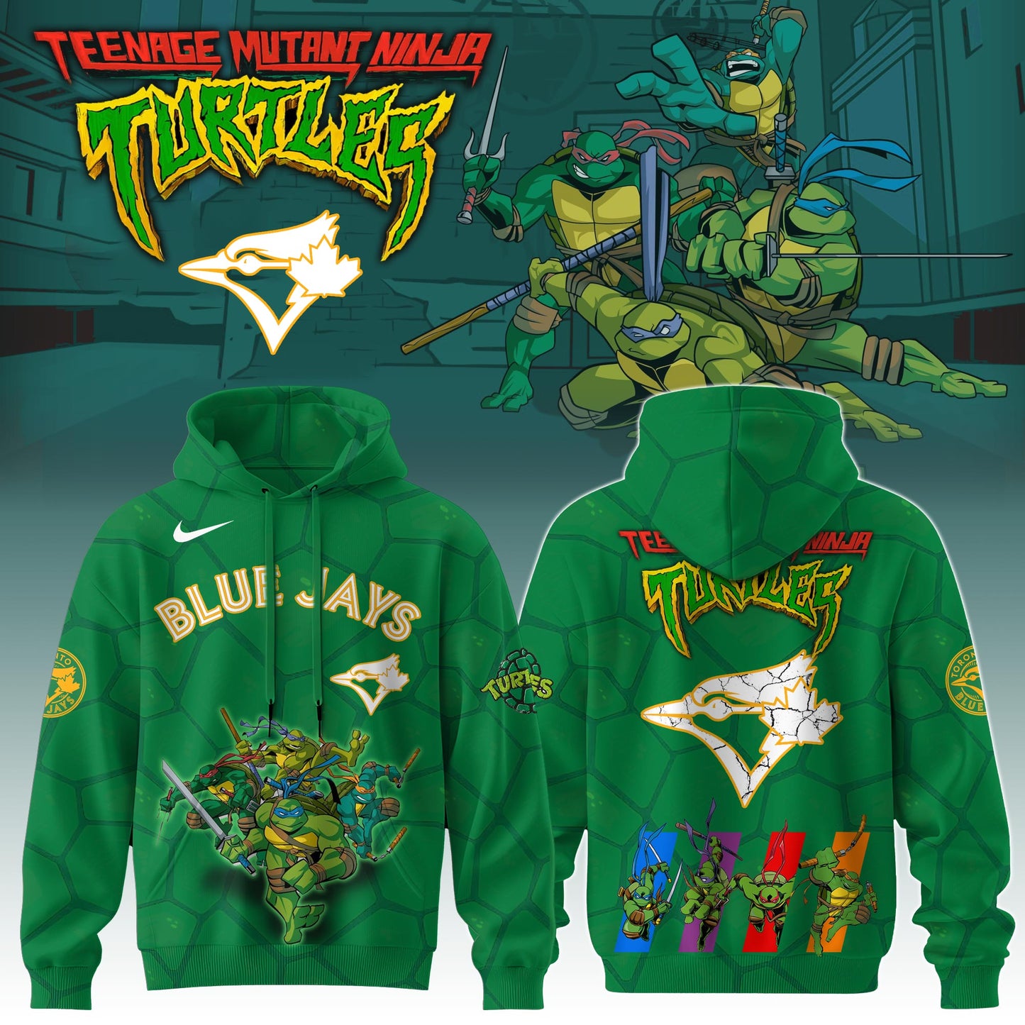 . Toronto Blue Jays MLB x Ninja Turtles Special Edition Hoodie 2025
