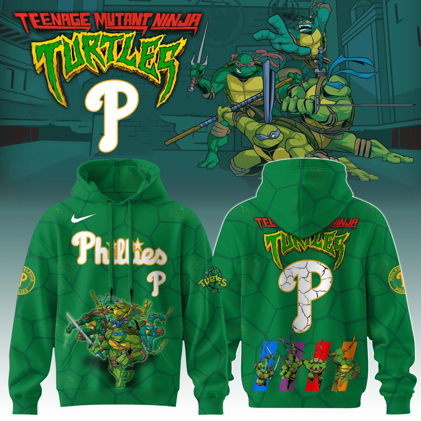 . Philadelphia Phillies MLB x Ninja Turtles Special Edition Hoodie 2025