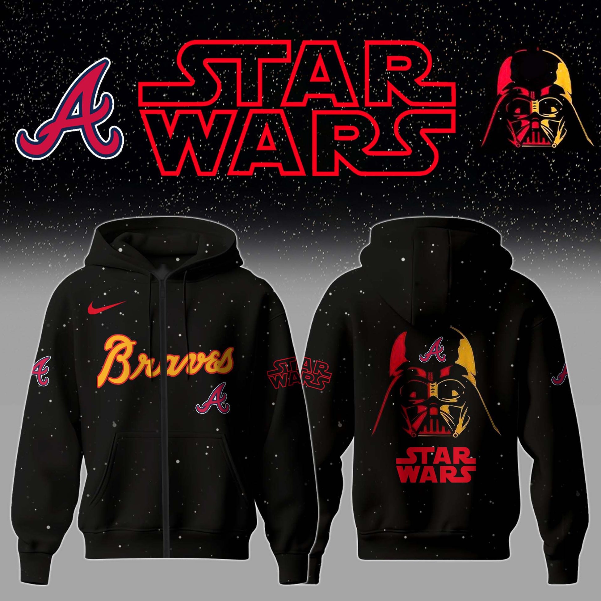 Atlanta Braves x Stars Wars Night Hoodie Editions Limited