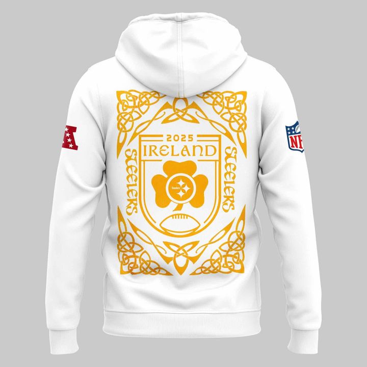 Pittsburgh Steelers 2025 Ireland game Hoodie - White