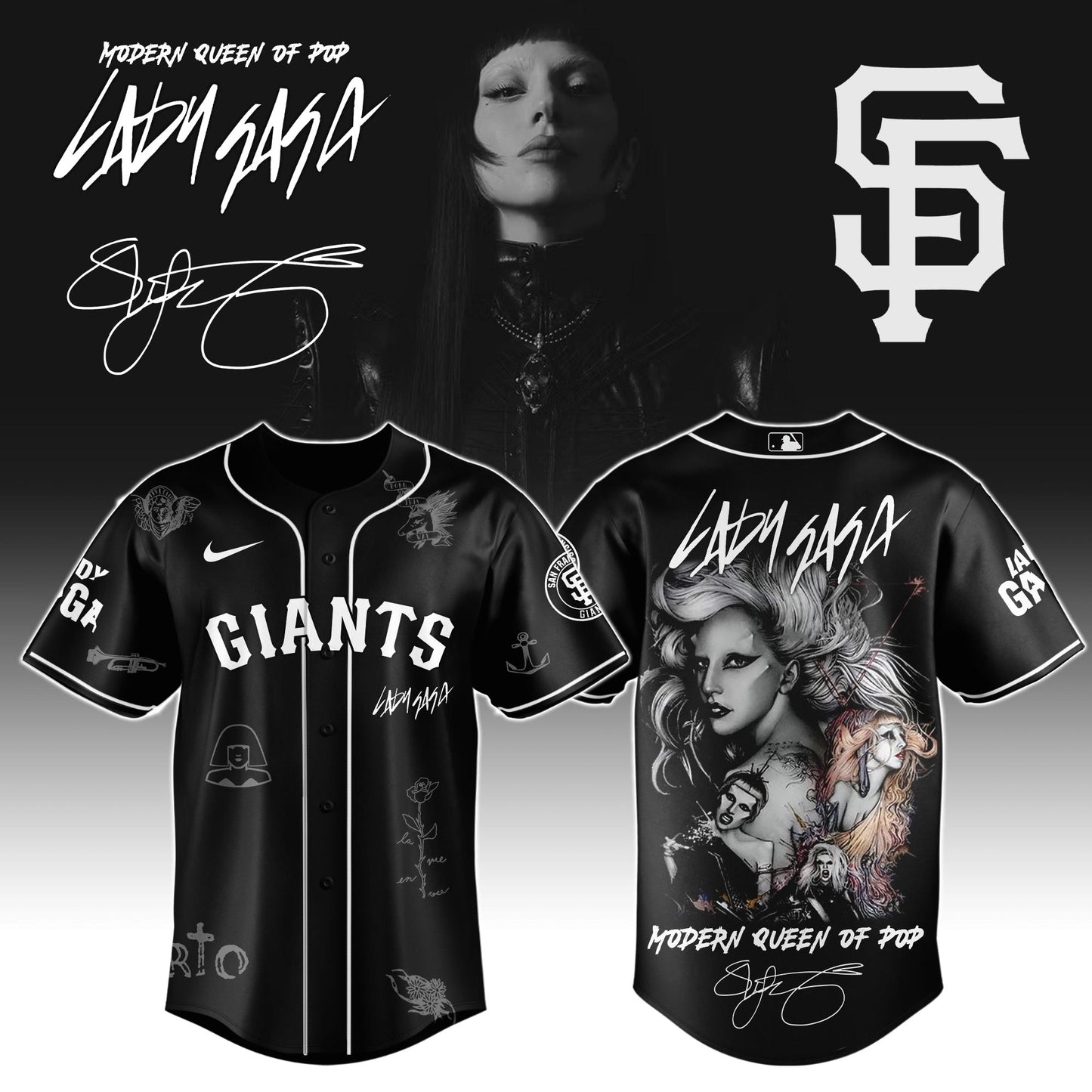 S F Giants x Lady Gaga "The MAYHEM Ball" Tour 2025 Jersey Editions Limited +Selling Out Fast