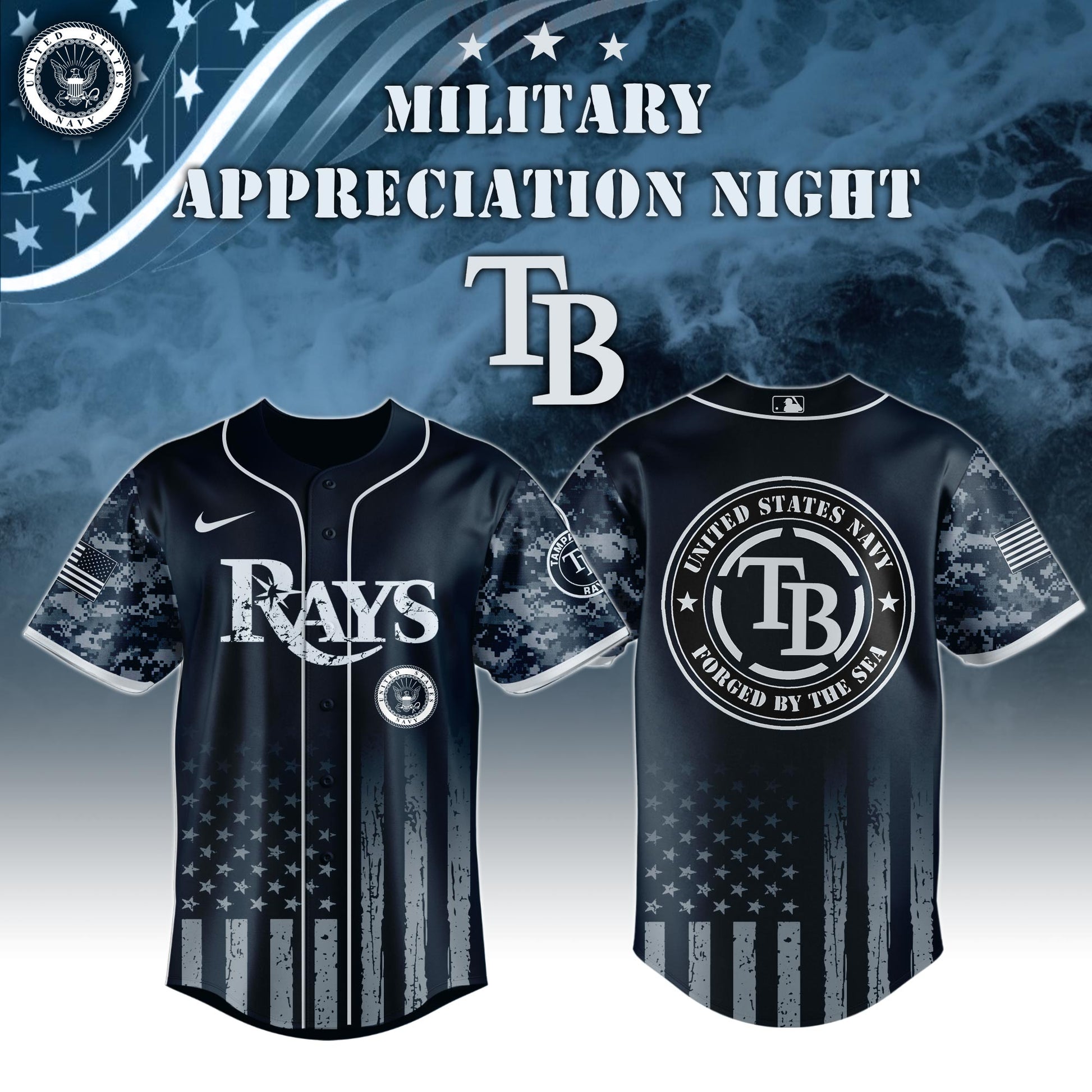 _Tampa Bay Rays MLB x Navy Military Appreciation Night  Jersey Editions Limited 2025 V5
