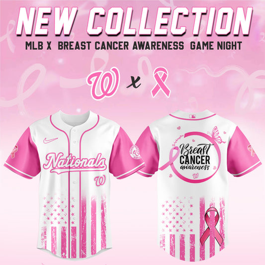 Washington Nationals x  Breast Cancer Awareness Game Night Jersey Editons Limited v2