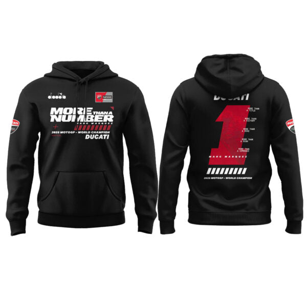 “MORE THAN A NUMBER” Marc Marquez World Champion 2025 Black Combo Hoodie | Jogger | Cap