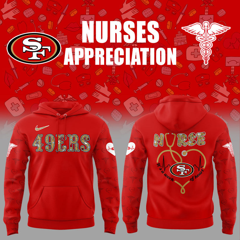 San Francisco 49ers Nurses Appreciation 2025 Red Combo Hoodie