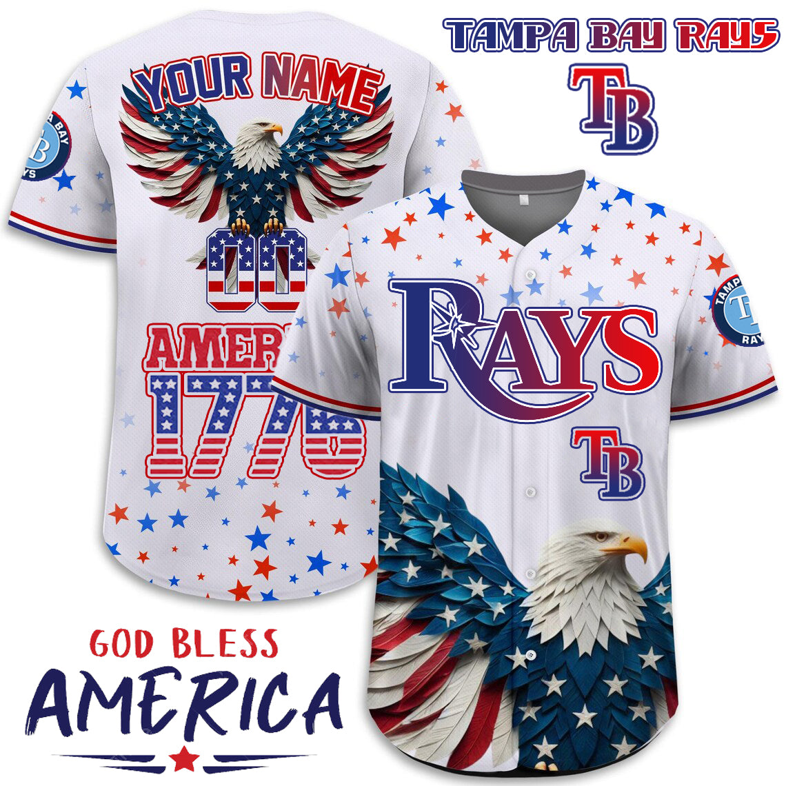 Tampa Bay Rays x Happy Independence Day Jersey Limited 2025-3D Baseball Jersey