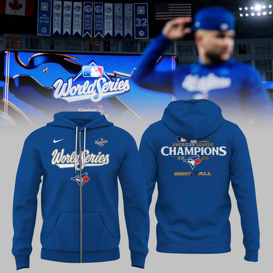 Toronto Blue Jays Royal 2025 World Series Collection Therma Fleece Zip Hoodie v1