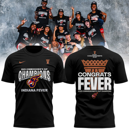 Special 2025 WNBA Commissioner's Cup Champions Indiana Fever Black T-Shirt