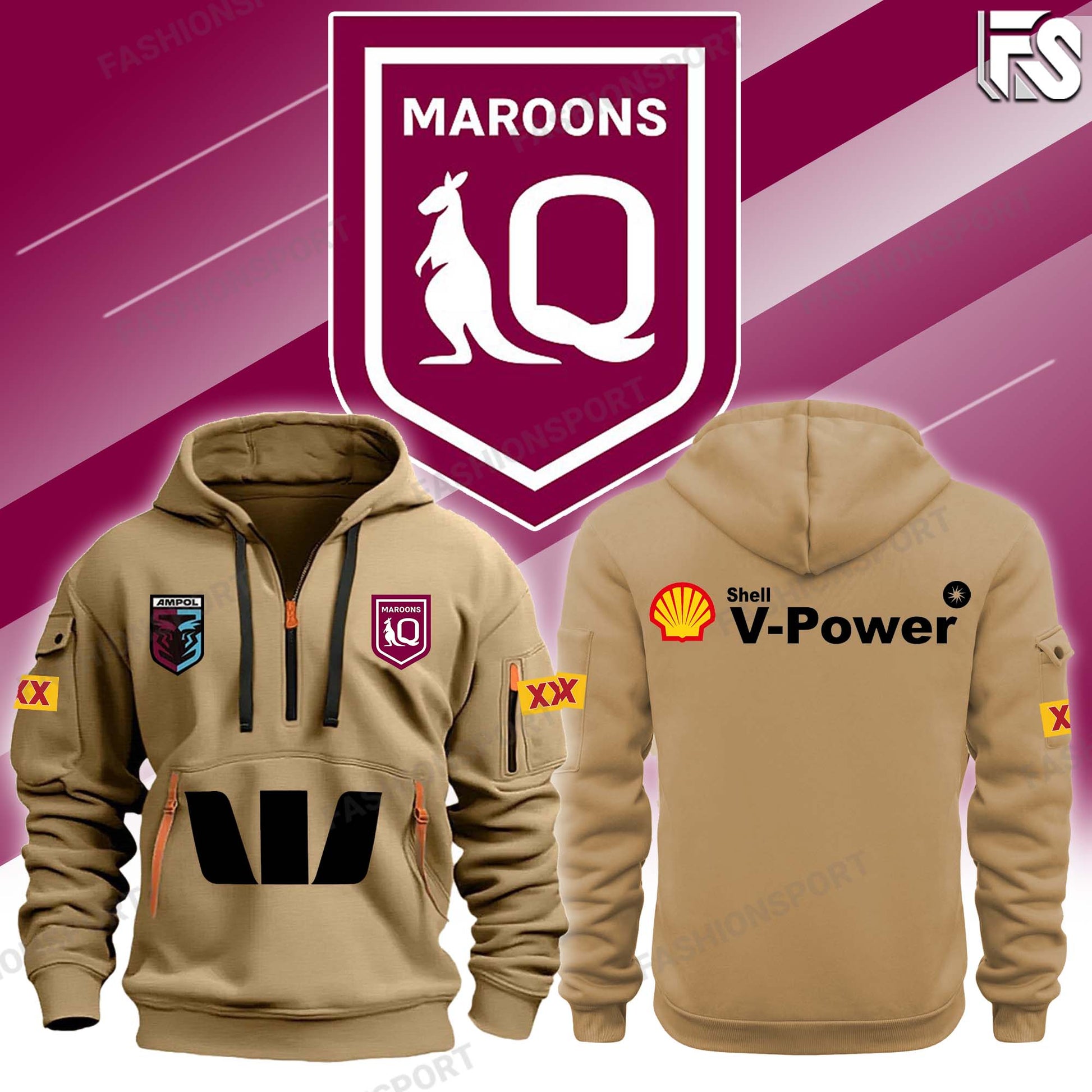 Queensland Maroons Polo & Cap Champion New Hoodie