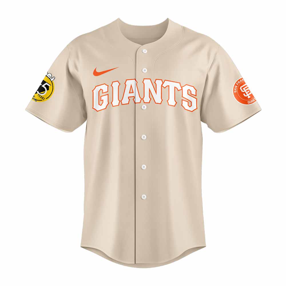San Francisco Giants 75th Anniversary of Peanuts Baseball Jersey
