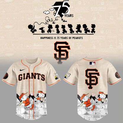 San Francisco Giants 75th Anniversary of Peanuts Baseball Jersey