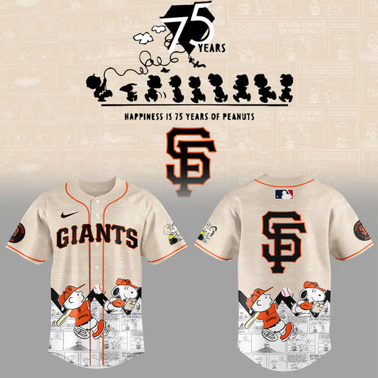 San Francisco Giants 75th Anniversary of Peanuts Baseball Jersey