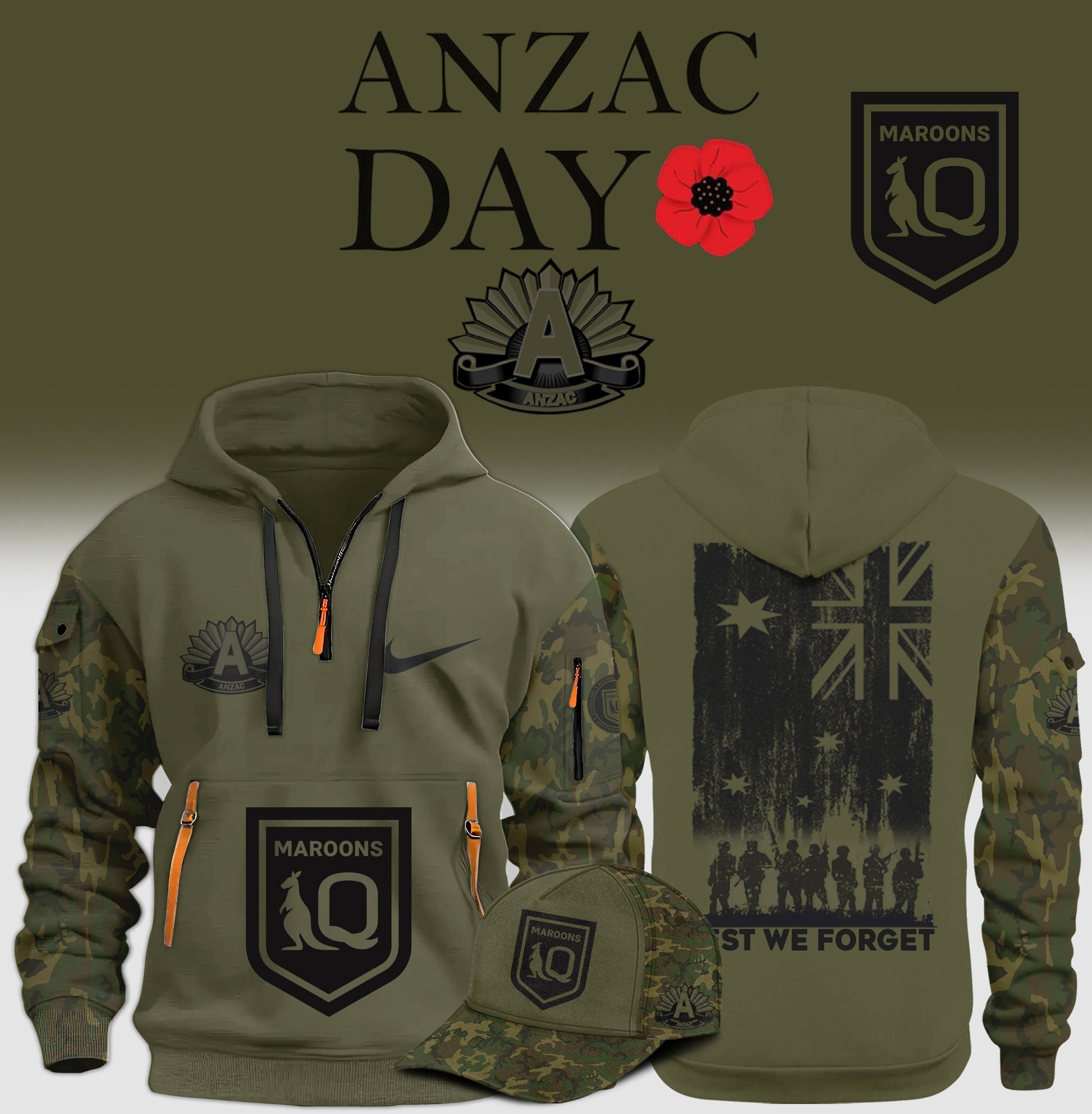 Queensland Maroons anzac 2025 New Hoodie