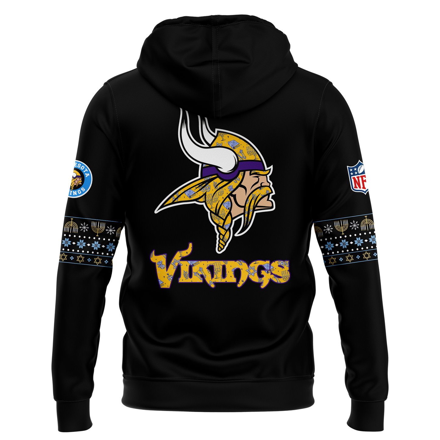 Premium Minnesota Vikings Merch - Minnesota Vikings 2025 Hanukkah Holliday Premium Limited Pullover Hoodie - Gear Up For Game Day