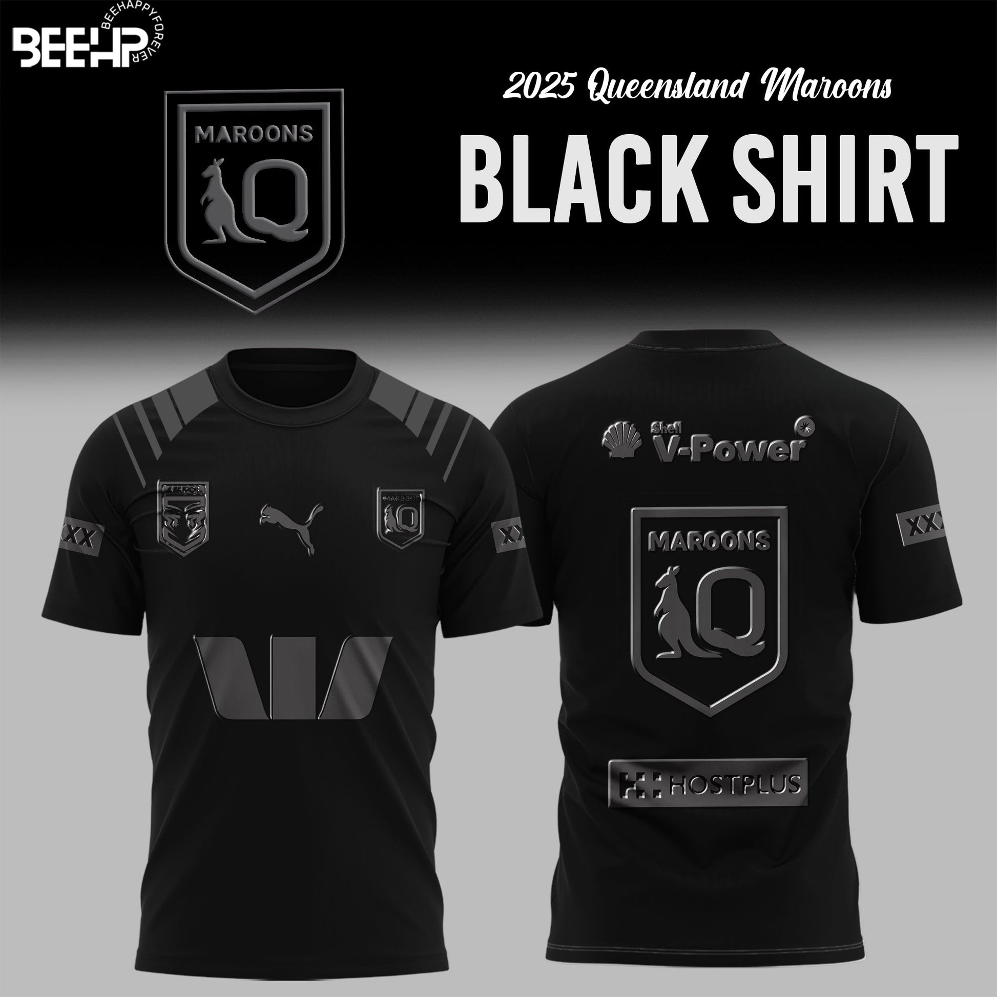 Queensland Maroons Back In Black Uniform 2025 T-Shirt