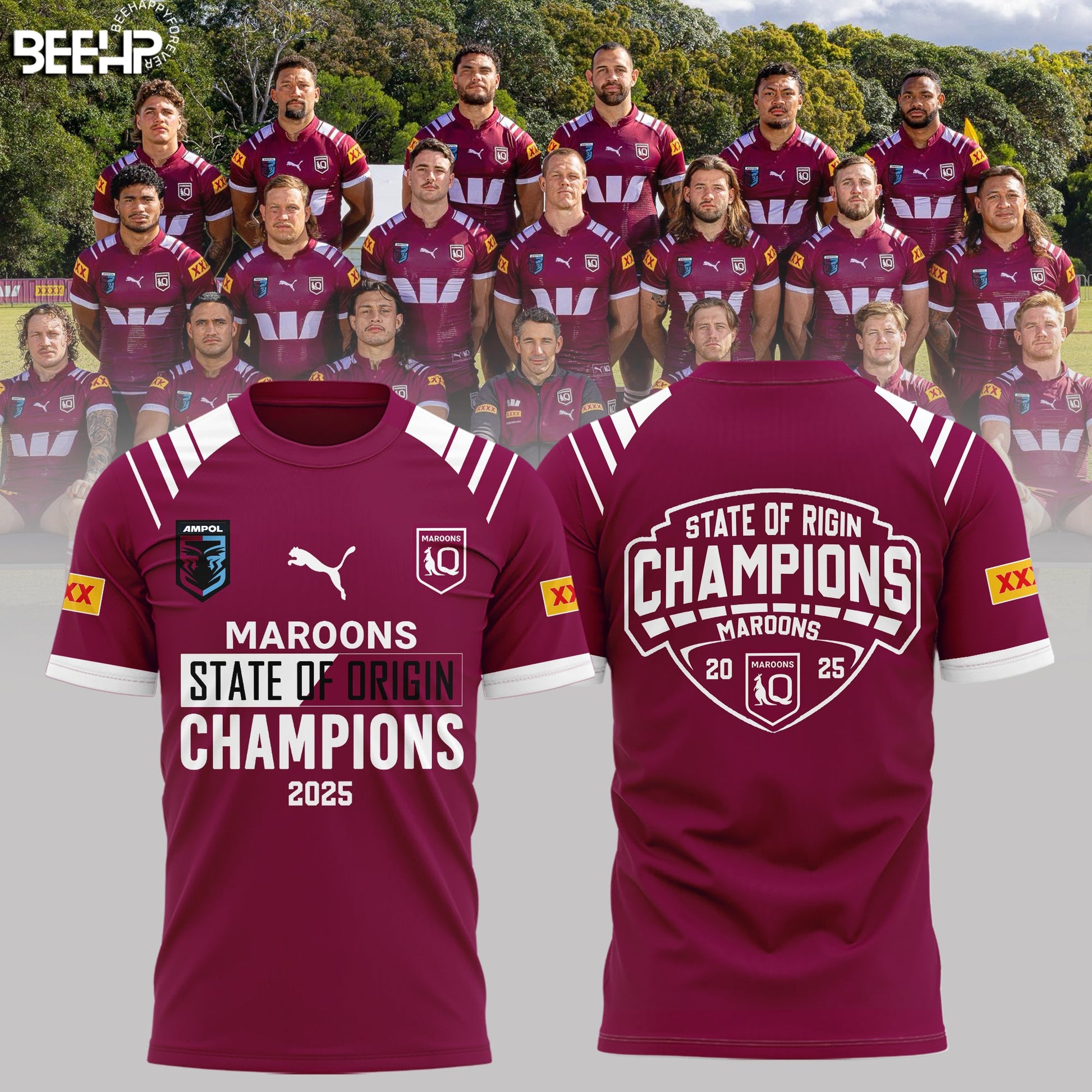 Queensland Maroons State Of Origin 2025 Champions T-Shirt