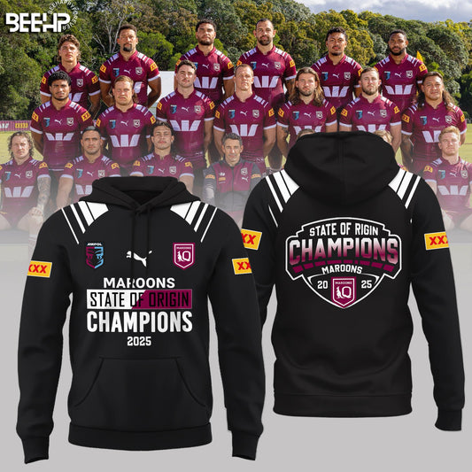 Queensland Maroons State Of Origin 2025 Champions Hoodie