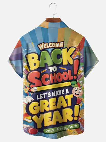 Tall Size Moisture-wicking Back to School Chest Pocket Casual Shirt-Yellow