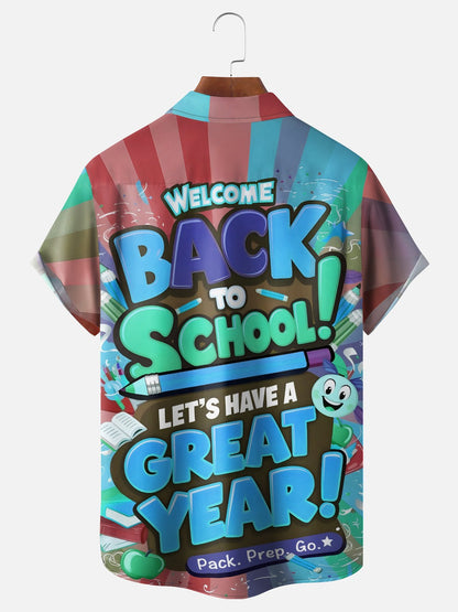 Tall Size Moisture-wicking Back to School Chest Pocket Casual Shirt-Blue