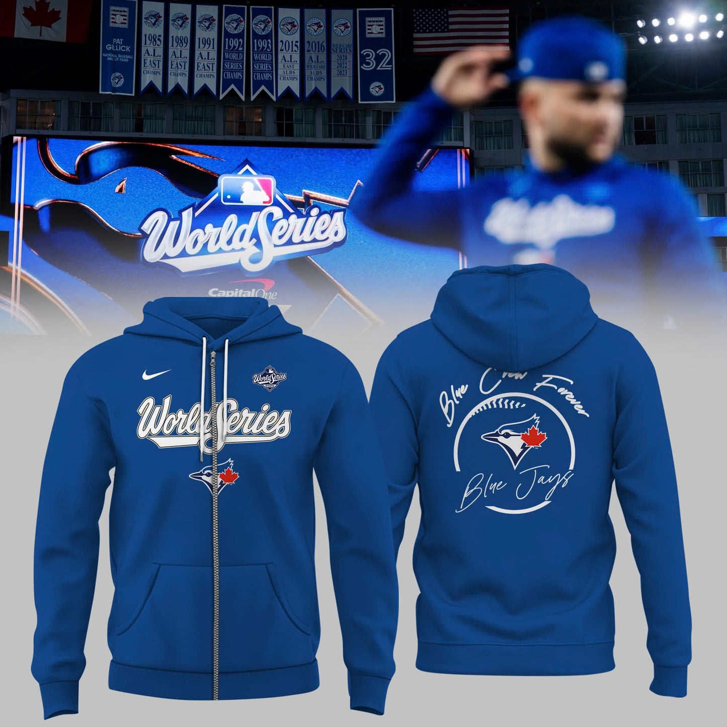 Toronto Blue Jays Royal 2025 World Series Collection Therma Fleece Zip Hoodie