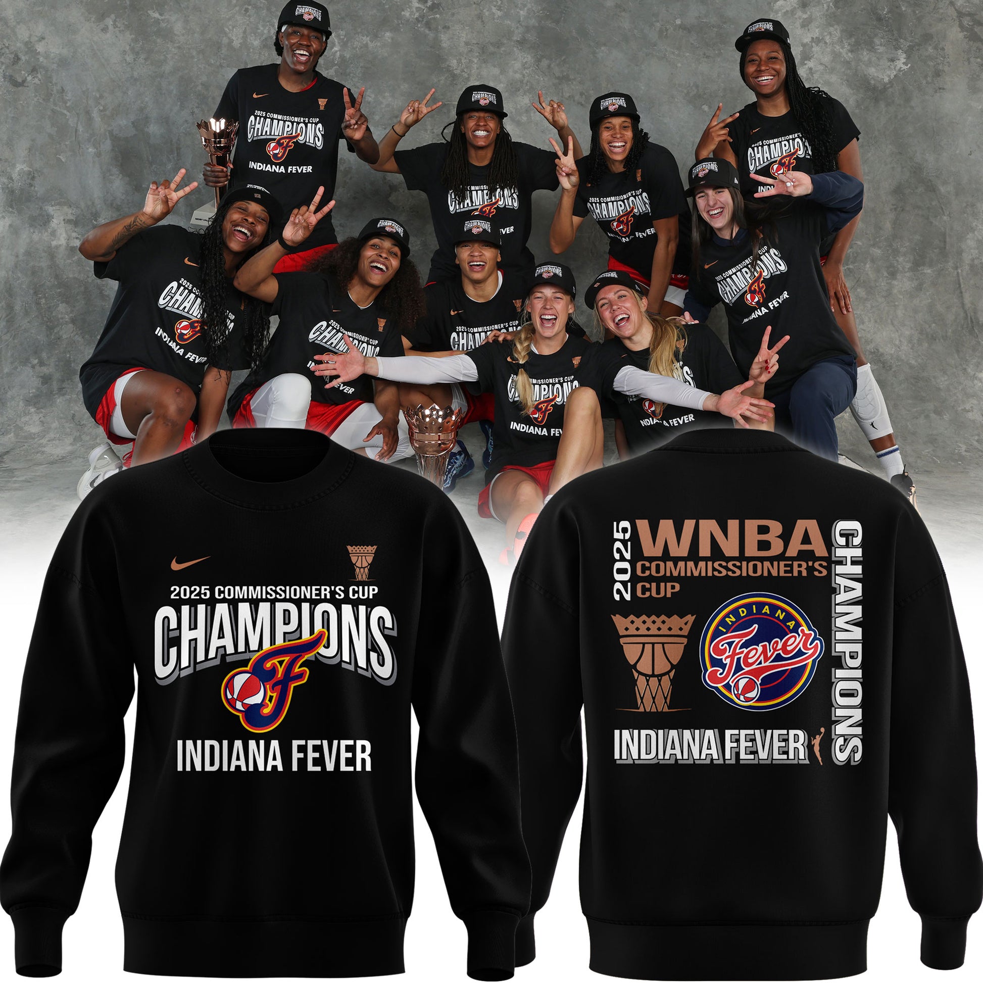 Special New Edition Indiana Fever 2025 WNBA Commissioners Cup Champions Sweatshirt