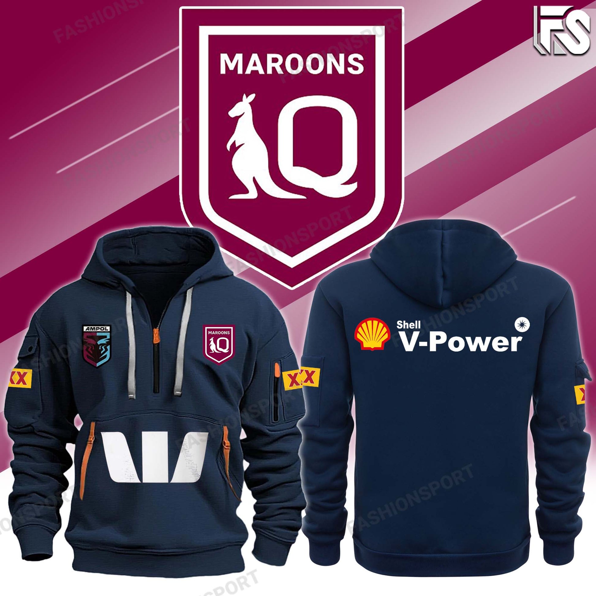 Queensland Maroons Polo & Cap Champion New Hoodie